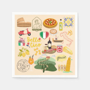 Italien Symbole für Reisende Serviette