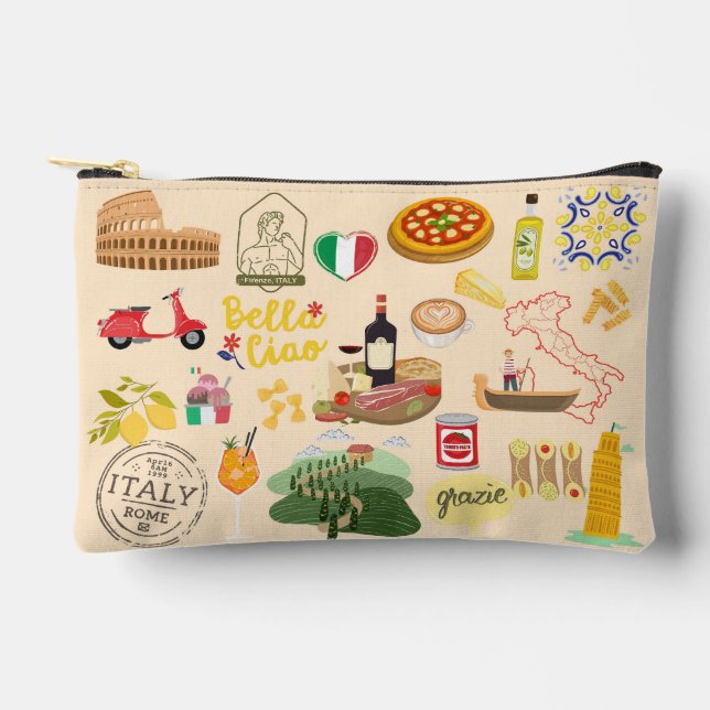 Italien Symbole für Reisende Zubehörtasche (Vorderseite)
