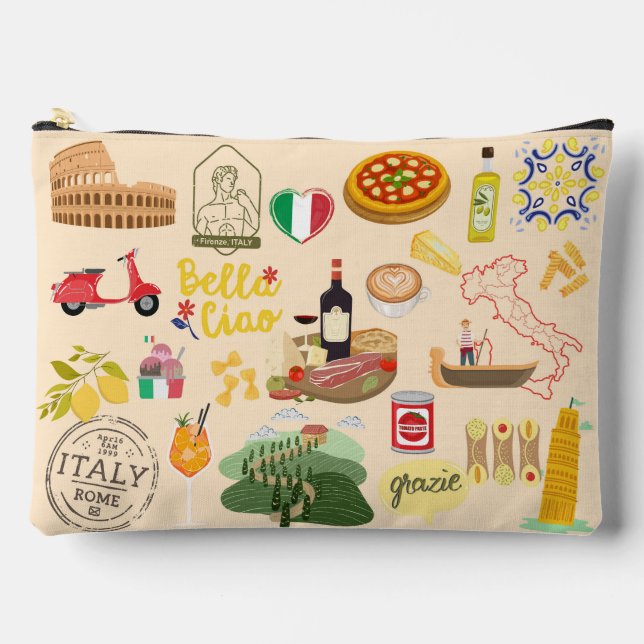 Italien Symbole für Reisende Zubehörtasche (Vorderseite)