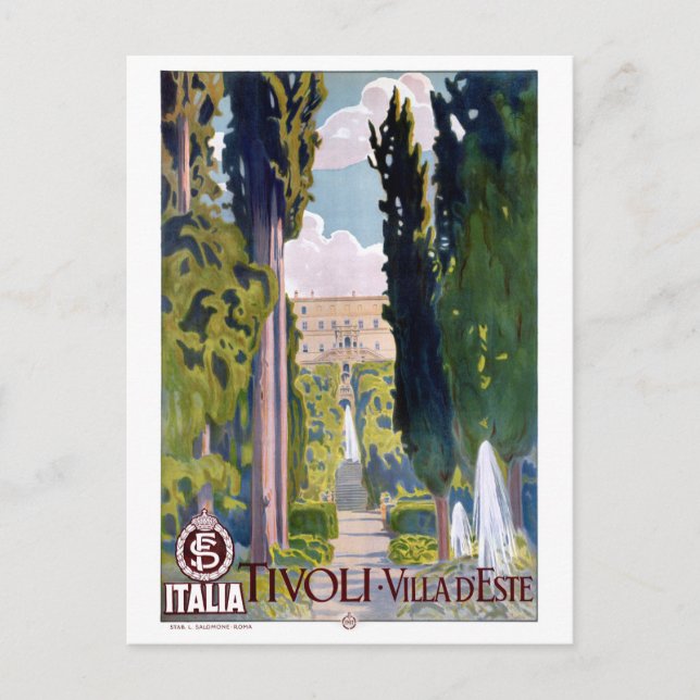 Italien Tivoli Vintage Reiseplaner Zurück Postkarte (Vorderseite)