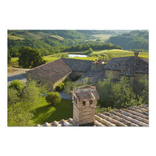 Italien, Toskana. Aussicht auf die Villa Fotodruck
