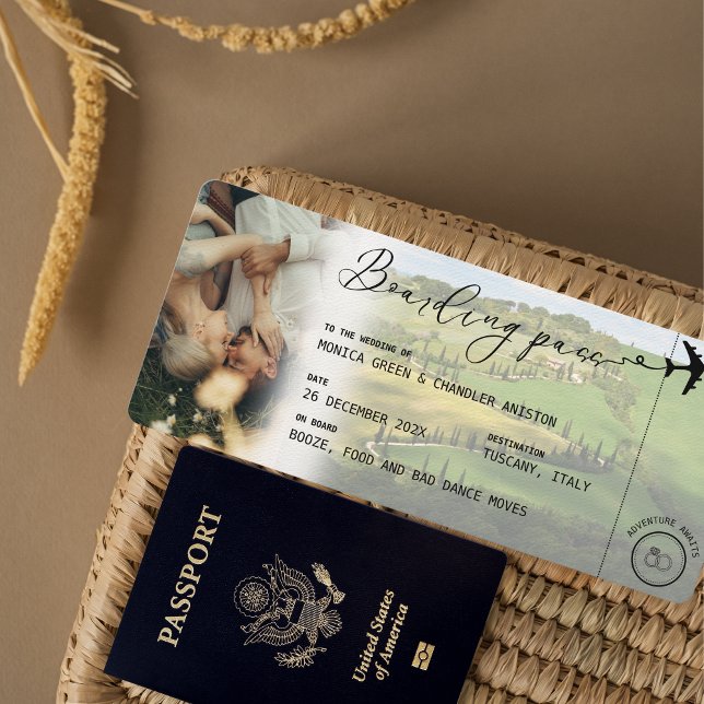 ITALIEN Toskana Boarding Pass QR Foto Hochzeit Einladung (Von Creator hochgeladen)