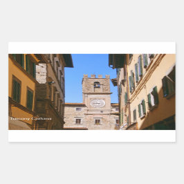 Italien Toskana Cortona. Rathaus. Rechteckiger Aufkleber