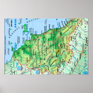 Italien - Toskana - Karte Toskana - Italien - Poster