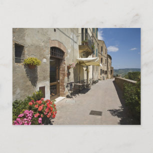 Italien, Toskana, Pienza. Äußerer Gehweg um Postkarte