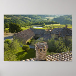 Italien, Toskana. Roofop Blick auf die Villa Poster