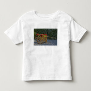Italien, Toskana. Rote Geranien aus einer Kleinkind T-shirt