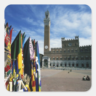 Italien, Toskana, Siena. Piazza del Quadratischer Aufkleber