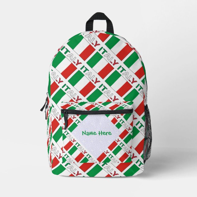 Italien und Italienische Fahne gepflasterte grüne  Bedruckter Rucksack (Vorderseite)