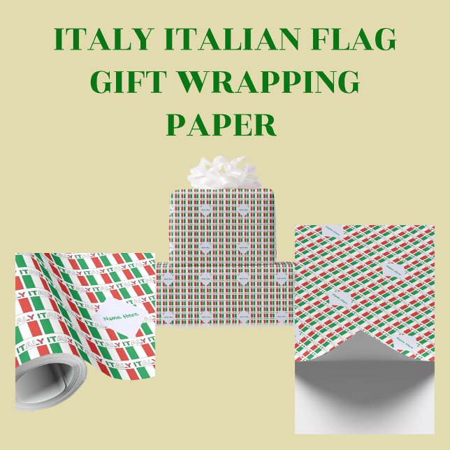 Italien und Italienische Fahne gepflasterte grüne  Geschenkpapier (Von Creator hochgeladen)