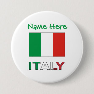 Italien und Italienische Flagge Grün Personalisier Button