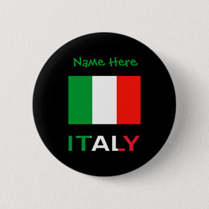 Italien und Italienische Flagge Grün Personalisier Button