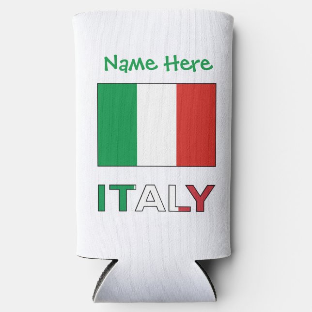 Italien und Italienische Flagge - Grüne Persönlich Selters Dosenkühler (Vorderseite)