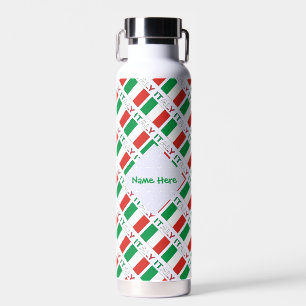 Italien und Italienische Flagge Kacheln Grün Perso Trinkflasche