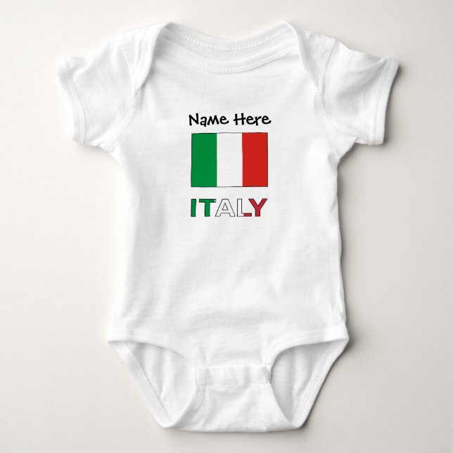 Italien und italienische Flagge mit Ihrem Namen Baby Strampler (Vorderseite)