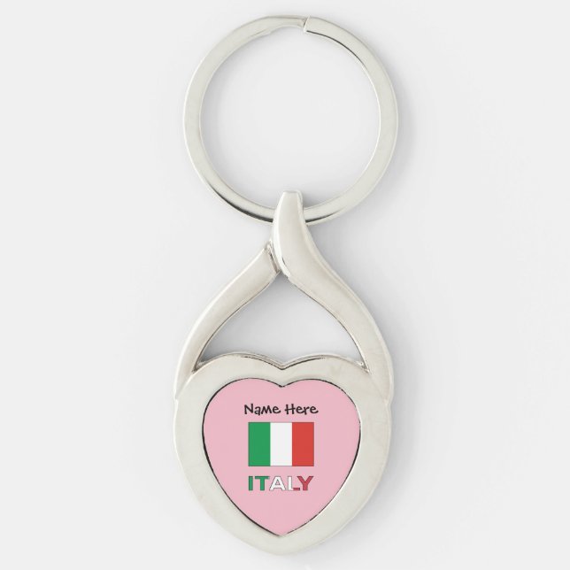 Italien und italienische Flagge mit Ihrem Namen Schlüsselanhänger (Vorderseite)