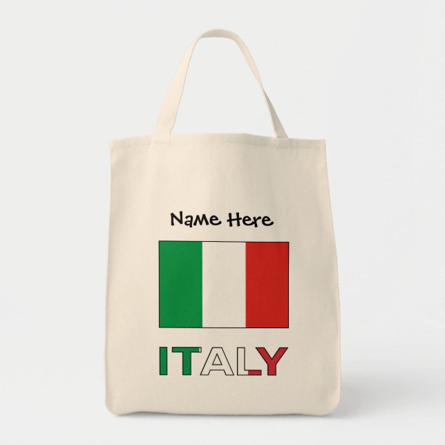 Italien und italienische Flagge mit Ihrem Namen Tragetasche (Vorne)