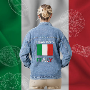 Italien und Italienische Flagge Weiße Personalisie Jeansjacke
