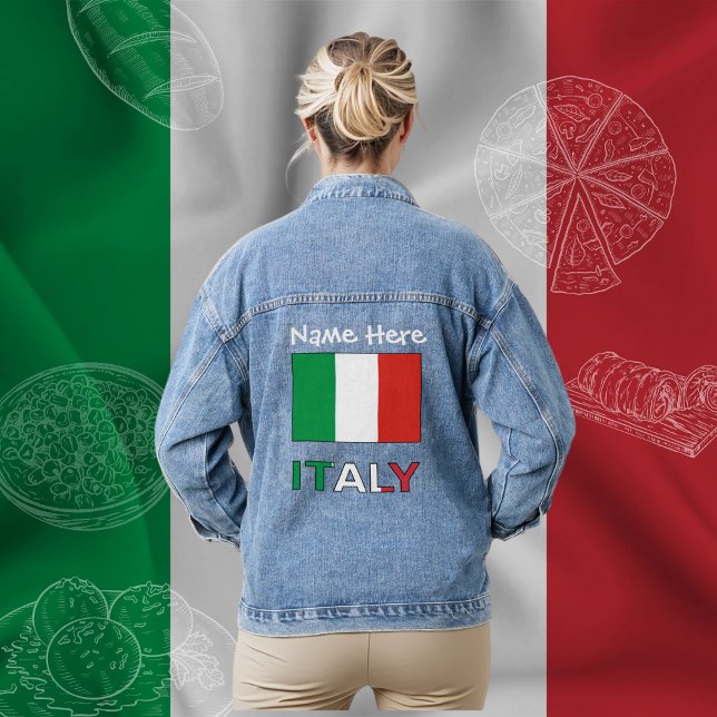 Italien und Italienische Flagge Weißer Personalisi Jeansjacke (Von Creator hochgeladen)