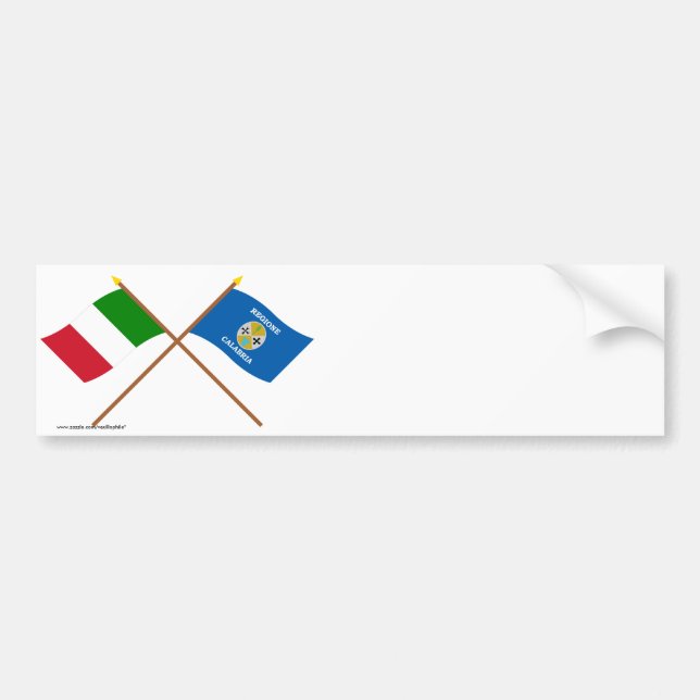 Italien und Kalabrien gekreuzte Flaggen Autoaufkleber (Vorne)