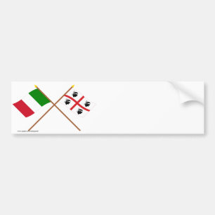 Italien und Sardegna gekreuzte Flaggen Autoaufkleber