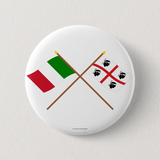 Italien und Sardegna gekreuzte Flaggen Button (Vorderseite)