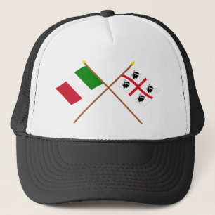 Italien und Sardegna gekreuzte Flaggen Truckerkappe