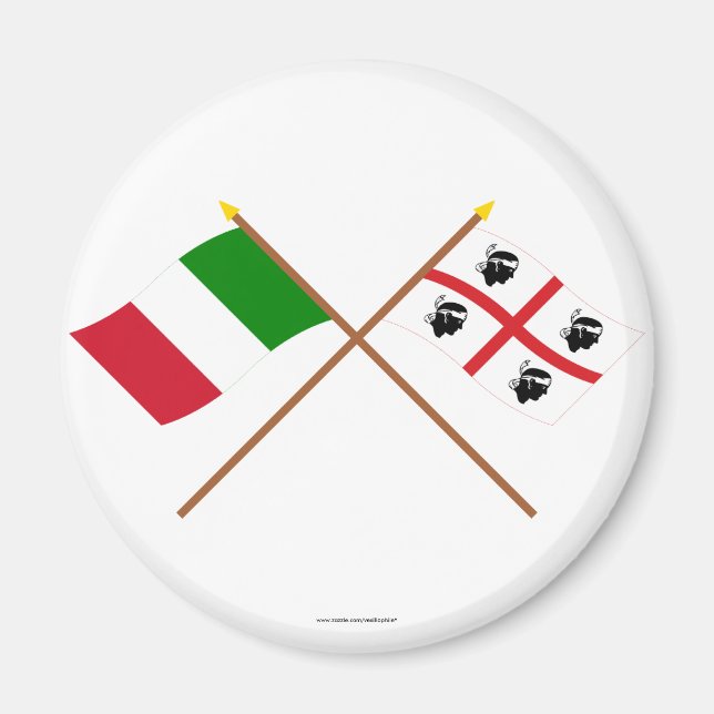 Italien und Sardegna überquerten die Fahnen Magnet (Vorne)