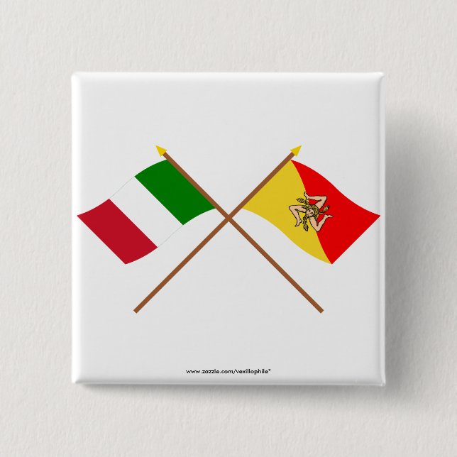 Italien und Sicilia gekreuzte Flaggen Button (Vorderseite)
