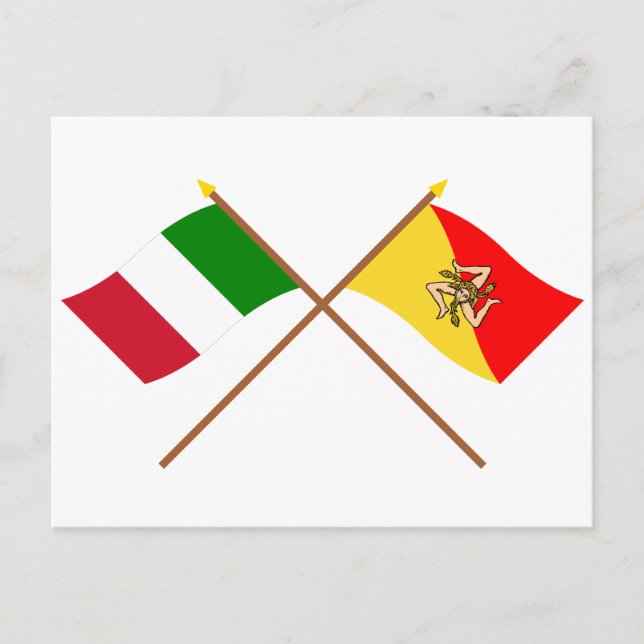 Italien und Sizilien überquerten die Fahnen Postkarte (Vorderseite)
