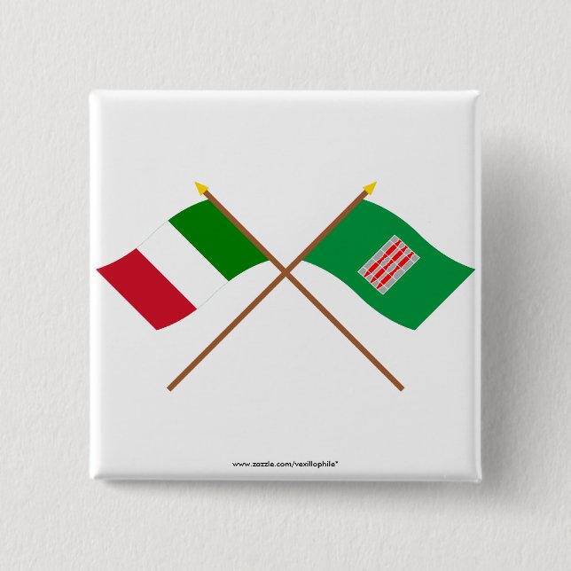 Italien und Umbrien gekreuzte Flaggen Button (Vorderseite)