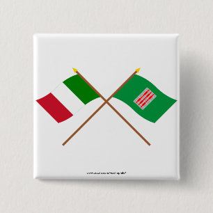 Italien und Umbrien gekreuzte Flaggen Button