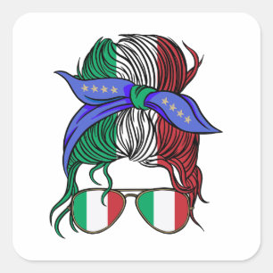 Italien: Unordnung mit italienischer Flagge Quadratischer Aufkleber