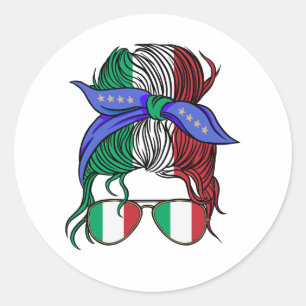 Italien: Unordnung mit italienischer Flagge Runder Aufkleber
