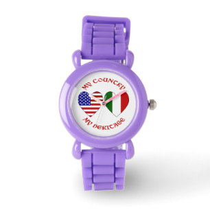 Italien USA-Flagge Herzen Land Erbe Armbanduhr