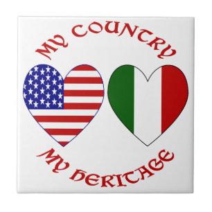 Italien USA-Flagge Herzen Land Erbe Fliese