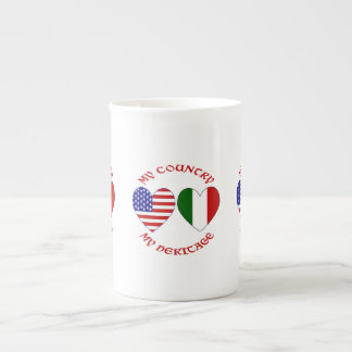 Italien USA-Flagge Herzen Land Erbe Prozellantasse