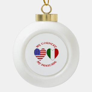 Italien USA Flagge Herzen Ländererbe Keramik Kugel-Ornament