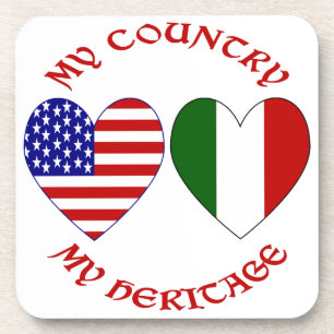 Italien USA-Flagge Herzen Mein Land Mein Erbe Getränkeuntersetzer