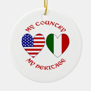 Italien USA-Flagge Herzen Mein Land Mein Erbe Keramikornament