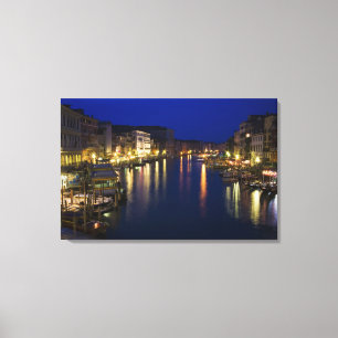 Italien, Venedig, Nachtansicht entlang des Grand 2 Leinwanddruck