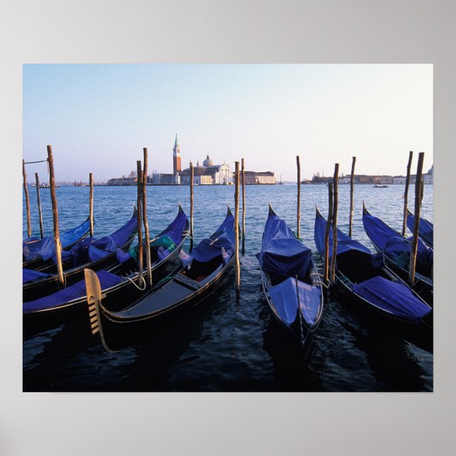 Italien, Venetien, Venedig, Gondelbahn und San Poster (Vorne)