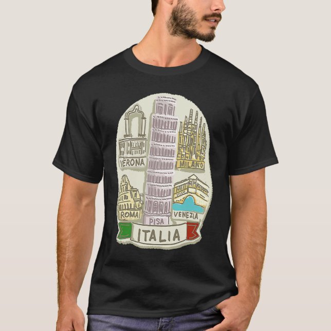 Italien Venice Milan Pisa Verona Rom T-Shirt (Vorderseite)