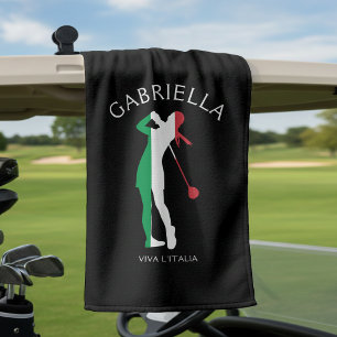 Italien Viva l'Italia Italia Flag Frau Golfer Name Golfhandtuch