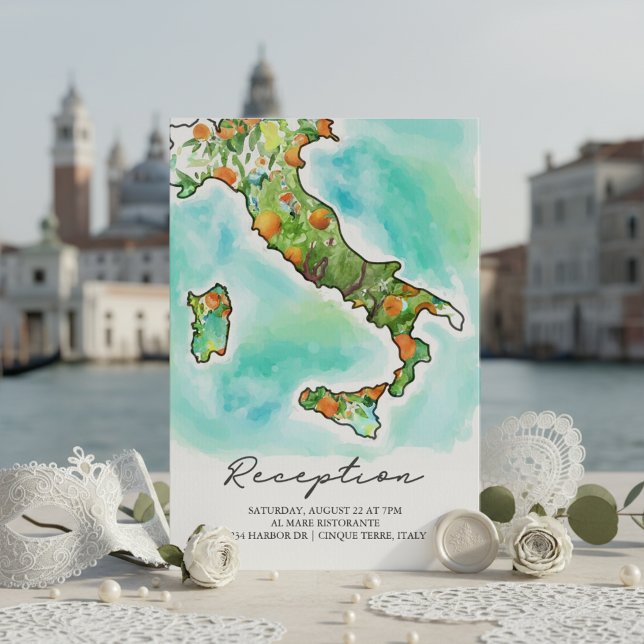 Italien | Watercolor Map Wedding Reception Begleitkarte (Von Creator hochgeladen)