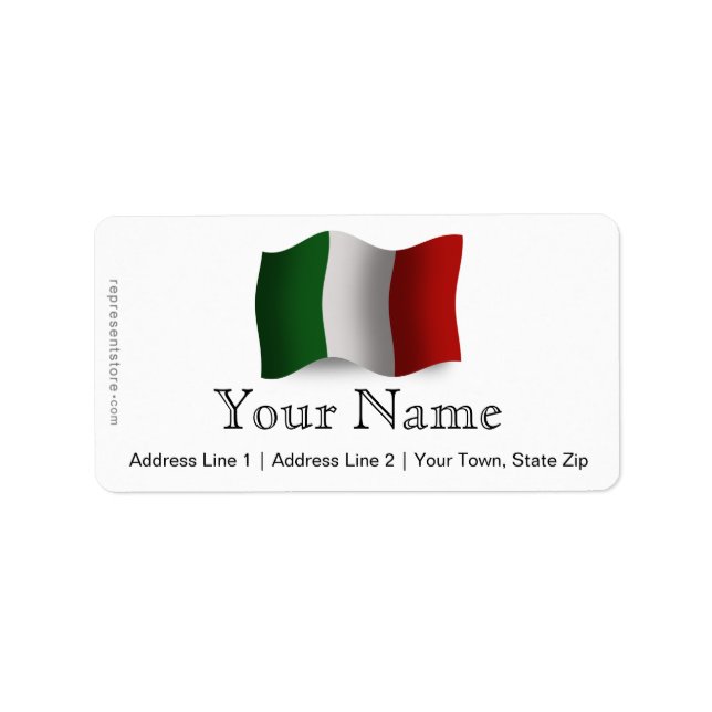 Italien Waving Flag Adressaufkleber (Vorne)