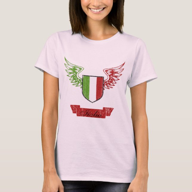 Italien Winged Vintage Flagge T-Shirt (Vorderseite)