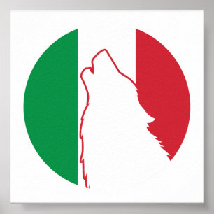 Italien Wolf Nationale Tierflagge Poster