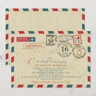 Italien World Traveller Airmail   Brautparty Einladung