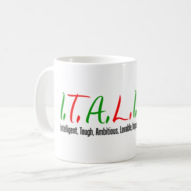 Italiener beschriftet Frauen-Qualitäten Kaffeetasse (Vorderseite Links)